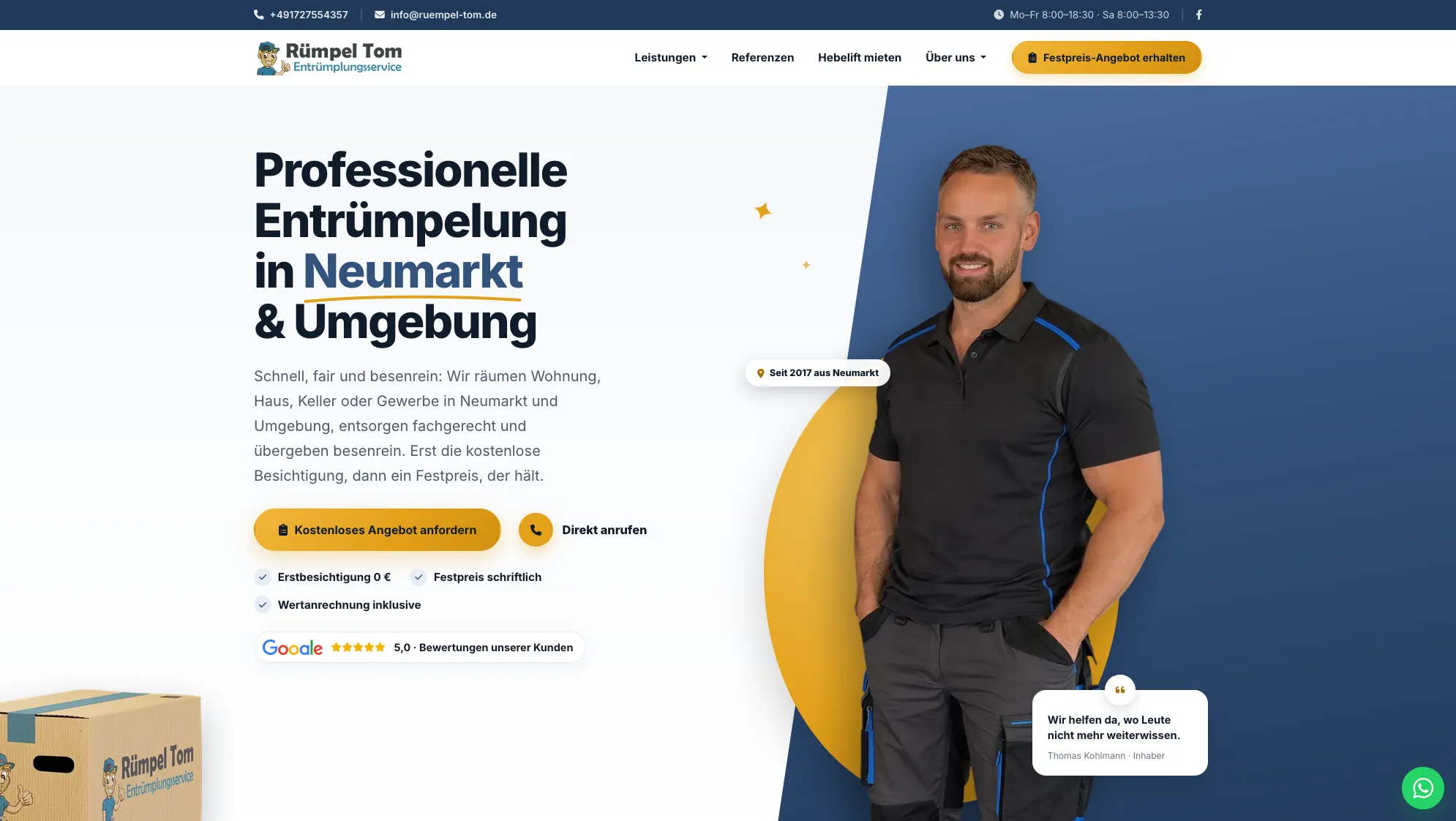 Rümpel Tom – Relaunch für einen Entrümpelungsbetrieb