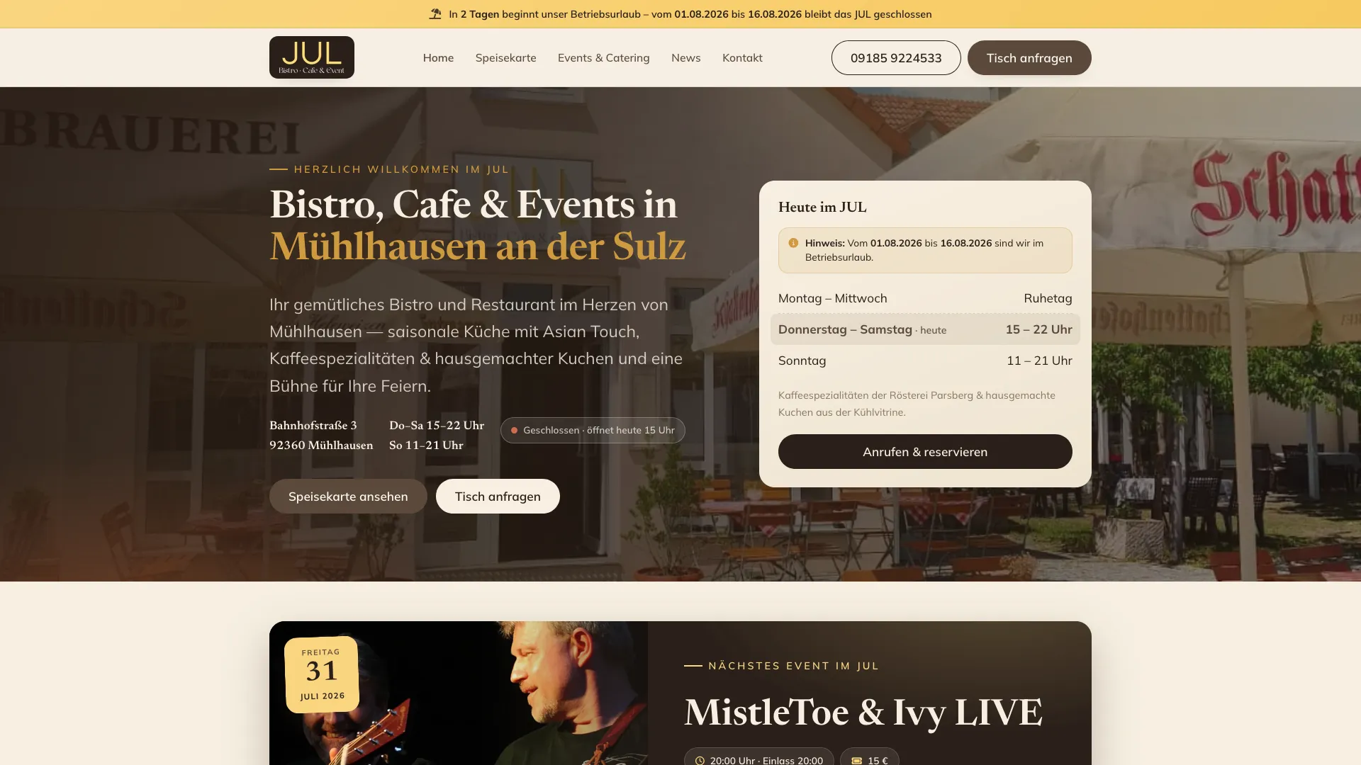 JUL Bistro, Cafe & Event