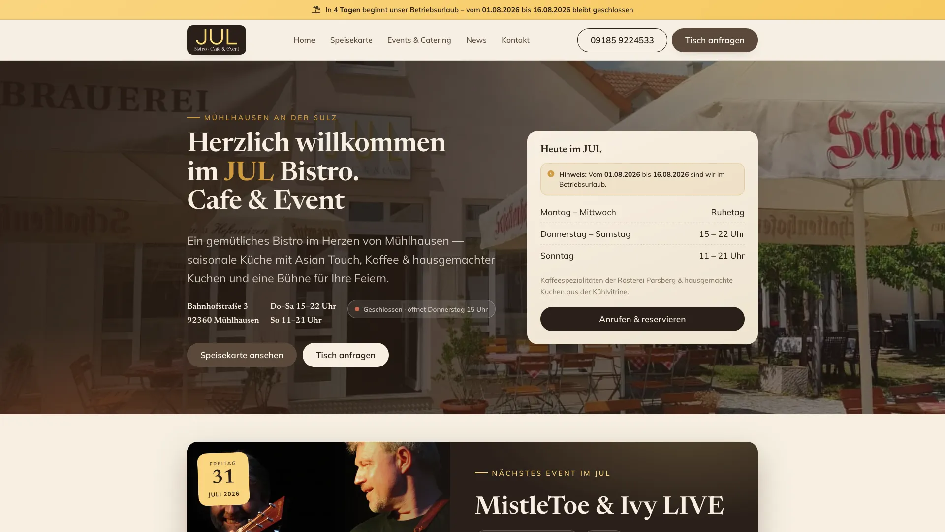 JUL Bistro. Cafe & Event