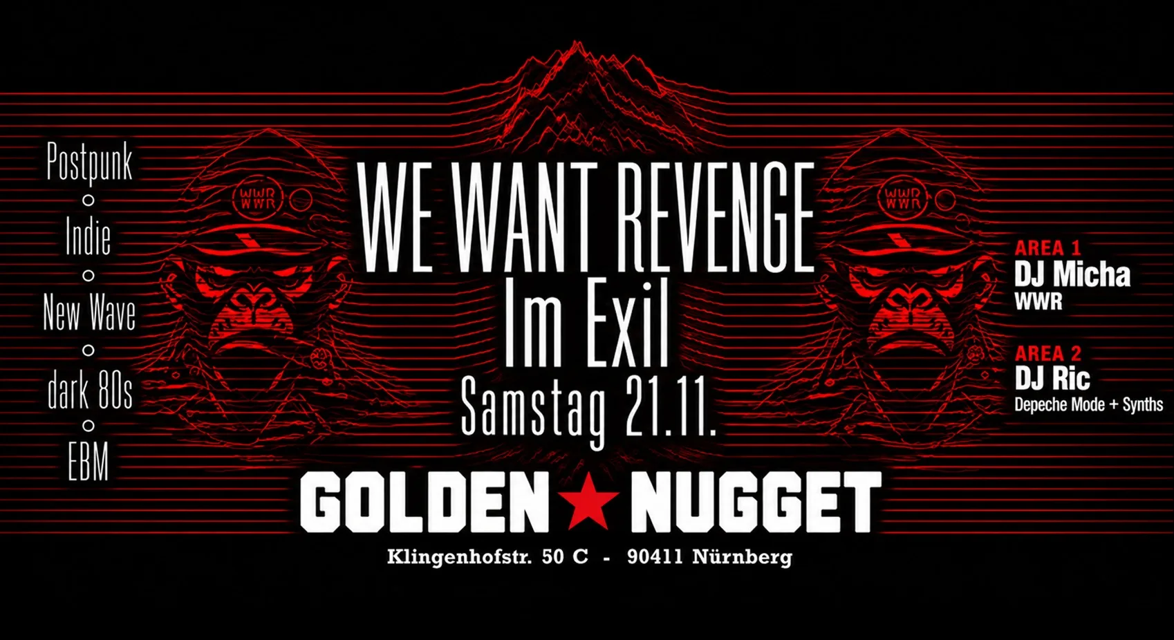 Veranstaltungsflyer: WWR im Exil  + Floor 2 mit DJ Ric  - NewWave dark80s Indie Postpunk EBM