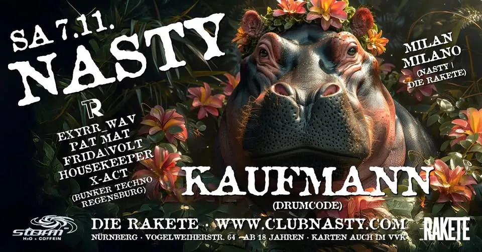 Veranstaltungsflyer: NASTY pres. KAUFMANN (Drumcode)